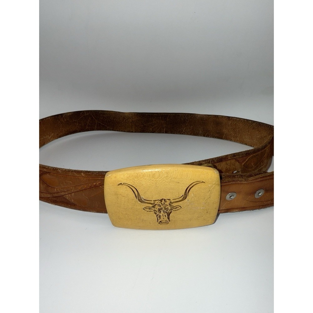 Vintage Philmont SCOUT RANCH Boy Scouts Cimarron Belt & Bull Buckle Size‎ 34